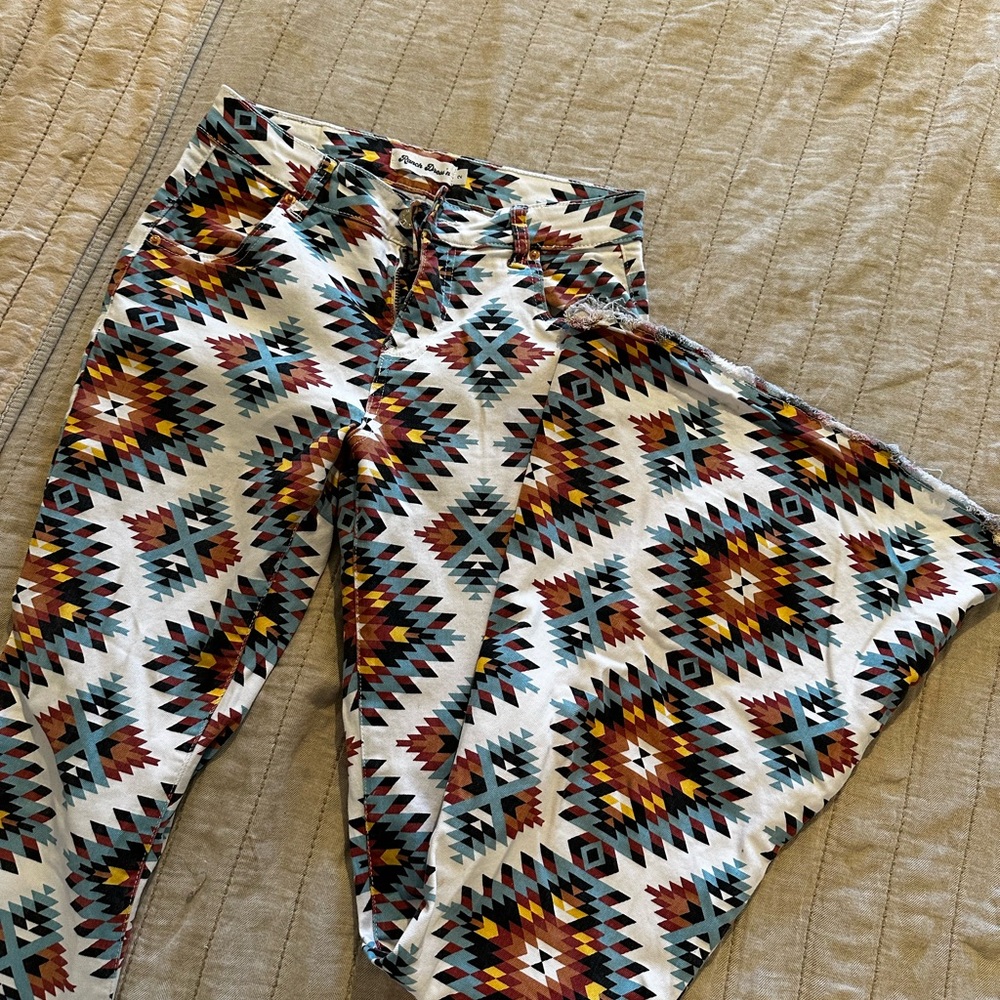 Aztec Pattern Flare Jeans